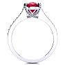 3 Carat Oval Shape Ruby and Diamond Ring In 14 Karat White Gold Image-3