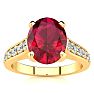 3 Carat Oval Shape Ruby and Diamond Ring In 14 Karat Yellow Gold Image-1