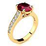 3 Carat Oval Shape Ruby and Diamond Ring In 14 Karat Yellow Gold Image-2