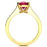 3 Carat Oval Shape Ruby and Diamond Ring In 14 Karat Yellow Gold Image-3