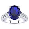 3 Carat Oval Shape Sapphire and Diamond Ring In 14 Karat White Gold Image-1