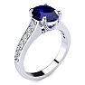 3 Carat Oval Shape Sapphire and Diamond Ring In 14 Karat White Gold Image-2