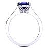 3 Carat Oval Shape Sapphire and Diamond Ring In 14 Karat White Gold Image-3