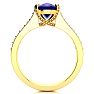3 Carat Oval Shape Sapphire and Diamond Ring In 14 Karat Yellow Gold Image-3