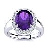 1 3/4 Carat Oval Shape Amethyst and Halo Diamond Ring In 14 Karat White Gold Image-1