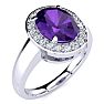 1 3/4 Carat Oval Shape Amethyst and Halo Diamond Ring In 14 Karat White Gold Image-2