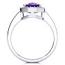 1 3/4 Carat Oval Shape Amethyst and Halo Diamond Ring In 14 Karat White Gold Image-3