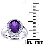 1 3/4 Carat Oval Shape Amethyst and Halo Diamond Ring In 14 Karat White Gold Image-5