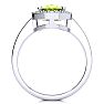2 Carat Oval Shape Peridot and Halo Diamond Ring In 14 Karat White Gold Image-3