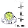 2 Carat Oval Shape Peridot and Halo Diamond Ring In 14 Karat White Gold Image-5