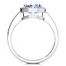 Aquamarine Ring: Aquamarine Jewelry: 2 Carat Oval Shape Aquamarine and Halo Diamond Ring In 14 Karat White Gold Image-3