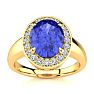 2 Carat Oval Shape Tanzanite and Halo Diamond Ring In 14 Karat Yellow Gold Image-1