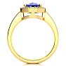2 Carat Oval Shape Tanzanite and Halo Diamond Ring In 14 Karat Yellow Gold Image-3