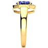 2 Carat Oval Shape Tanzanite and Halo Diamond Ring In 14 Karat Yellow Gold Image-4