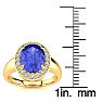 2 Carat Oval Shape Tanzanite and Halo Diamond Ring In 14 Karat Yellow Gold Image-5
