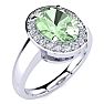 1 3/4 Carat Oval Shape Green Amethyst and Halo Diamond Ring In 14 Karat White Gold Image-2