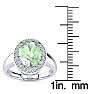 1 3/4 Carat Oval Shape Green Amethyst and Halo Diamond Ring In 14 Karat White Gold Image-5