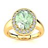 1 3/4 Carat Oval Shape Green Amethyst and Halo Diamond Ring In 14 Karat Yellow Gold Image-1