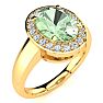 1 3/4 Carat Oval Shape Green Amethyst and Halo Diamond Ring In 14 Karat Yellow Gold Image-2