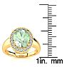 1 3/4 Carat Oval Shape Green Amethyst and Halo Diamond Ring In 14 Karat Yellow Gold Image-5