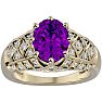 2 3/4 Carat Oval Shape Amethyst and Diamond Ring In 10 Karat Yellow Gold Image-1