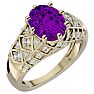 2 3/4 Carat Oval Shape Amethyst and Diamond Ring In 10 Karat Yellow Gold Image-2