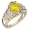 2 3/4 Carat Oval Shape Citrine and Diamond Ring In 10 Karat Yellow Gold Image-2
