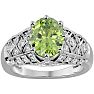 3 Carat Oval Shape Peridot and Diamond Ring In 10 Karat White Gold Image-1