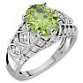 3 Carat Oval Shape Peridot and Diamond Ring In 10 Karat White Gold Image-2