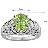 3 Carat Oval Shape Peridot and Diamond Ring In 10 Karat White Gold Image-5