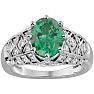 2 1/2 Carat Oval Shape Emerald and Diamond Ring In 10 Karat White Gold Image-1