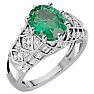 2 1/2 Carat Oval Shape Emerald and Diamond Ring In 10 Karat White Gold Image-2