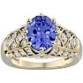2 3/4 Carat Oval Shape Tanzanite and Diamond Ring In 10 Karat Yellow Gold Image-1