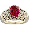 3 1/2 Carat Oval Shape Ruby and Diamond Ring In 10 Karat Yellow Gold Image-1