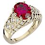 3 1/2 Carat Oval Shape Ruby and Diamond Ring In 10 Karat Yellow Gold Image-2