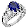 3 1/2 Carat Oval Shape Sapphire and Diamond Ring In 10 Karat White Gold Image-2