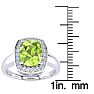 2 2/3 Carat Cushion Cut Peridot and Halo Diamond Ring In 14 Karat White Gold Image-5