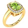 2 2/3 Carat Cushion Cut Peridot and Halo Diamond Ring In 14 Karat Yellow Gold Image-2