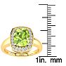 2 2/3 Carat Cushion Cut Peridot and Halo Diamond Ring In 14 Karat Yellow Gold Image-5