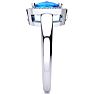 3 Carat Cushion Cut Blue Topaz and Halo Diamond Ring In 14 Karat White Gold Image-4