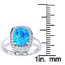 3 Carat Cushion Cut Blue Topaz and Halo Diamond Ring In 14 Karat White Gold Image-5