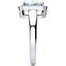 Aquamarine Ring: Aquamarine Jewelry: 2 1/3 Carat Cushion Cut Aquamarine and Halo Diamond Ring In 14 Karat White Gold Image-4