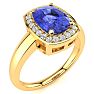 2 1/2 Carat Cushion Cut Tanzanite and Halo Diamond Ring In 14 Karat Yellow Gold Image-2