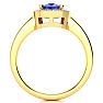2 1/2 Carat Cushion Cut Tanzanite and Halo Diamond Ring In 14 Karat Yellow Gold Image-3