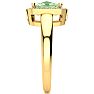 2 Carat Cushion Cut Green Amethyst and Halo Diamond Ring In 14 Karat Yellow Gold Image-4