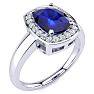 3 Carat Cushion Cut Sapphire and Halo Diamond Ring In 14 Karat White Gold Image-2