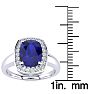 3 Carat Cushion Cut Sapphire and Halo Diamond Ring In 14 Karat White Gold Image-5