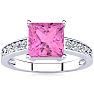 Square Step Cut 1 7/8ct Pink Topaz and Diamond Ring in 14K White Gold Image-1