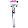 Square Step Cut 1 7/8ct Pink Topaz and Diamond Ring in 14K White Gold Image-4