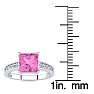 Square Step Cut 1 7/8ct Pink Topaz and Diamond Ring in 14K White Gold Image-5